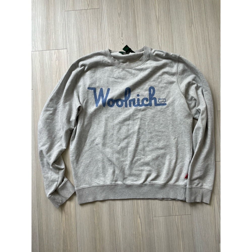 Woolrich Men's Grey Crewneck Pullover Sweatshirt With Logo Size M Loungewear